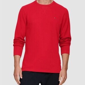 Tommy Hilfiger Mens Waffle Knit Crewneck Sweater Red Size L